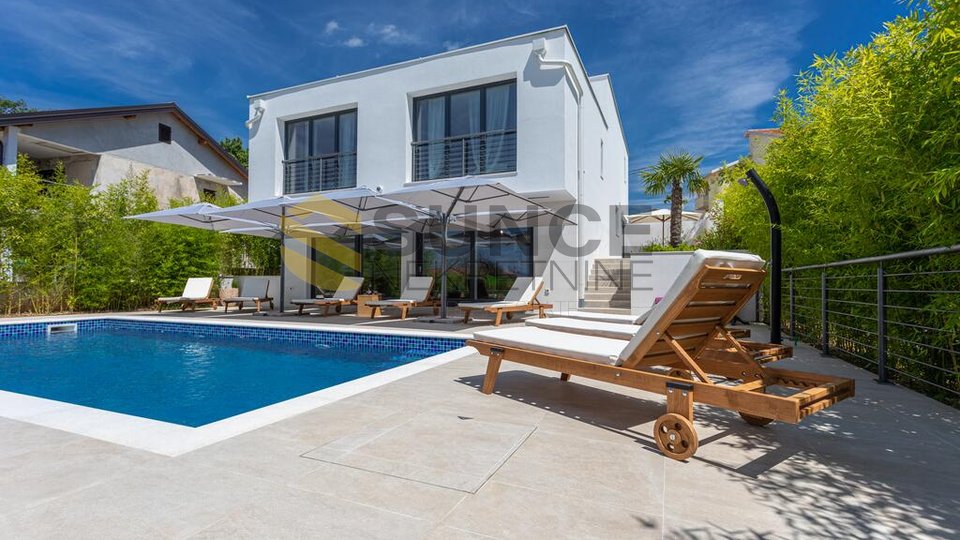 Malinska, luxury villa with pool, beautiful sea view. Top quality construction!