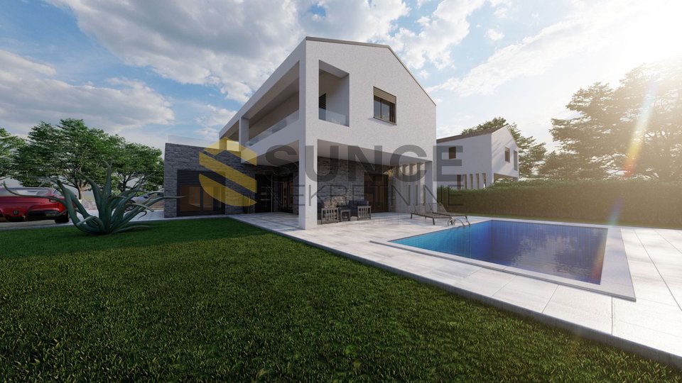 Malinska, new modern detached house of 156m2 with pool and landscaped garden!