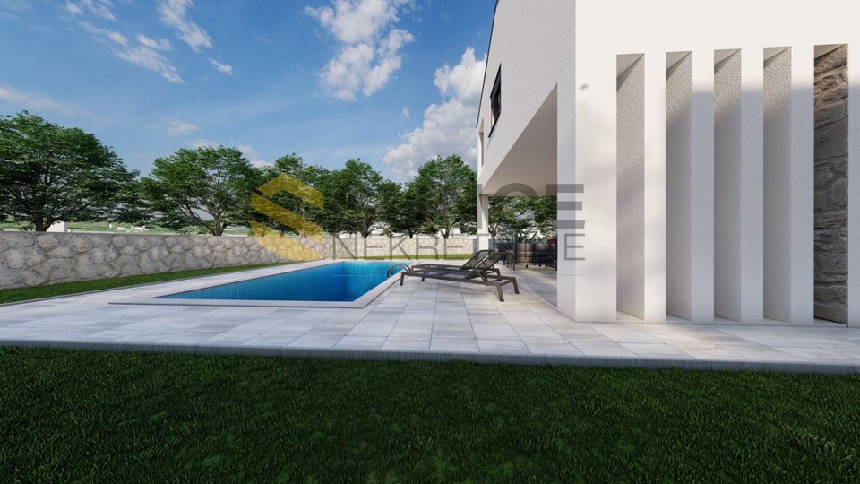 Malinska, nova moderna samostojeća kuća  od 156m2  s bazenom i uređenom okućnicom!