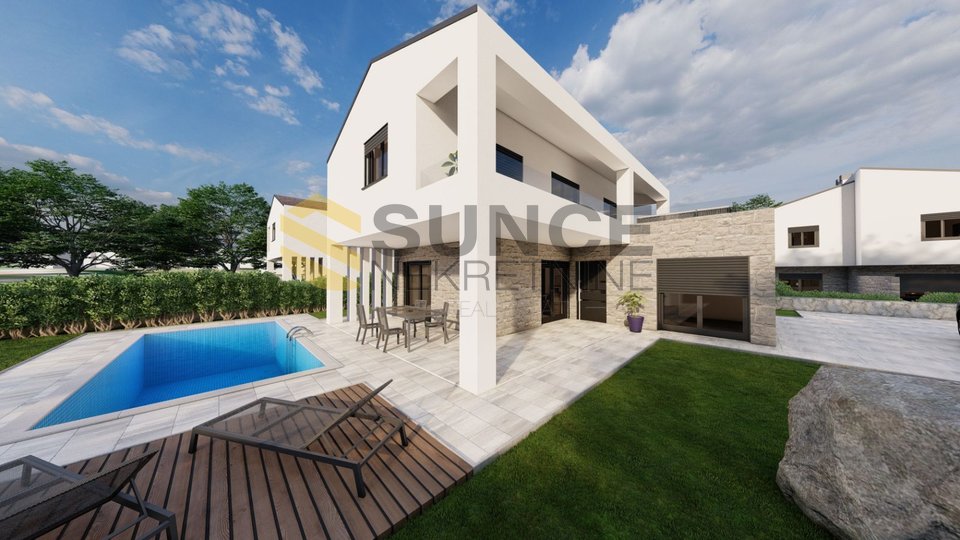Malinska, nuova moderna casa indipendente di 156m2 con piscina e giardino paesaggistico!
