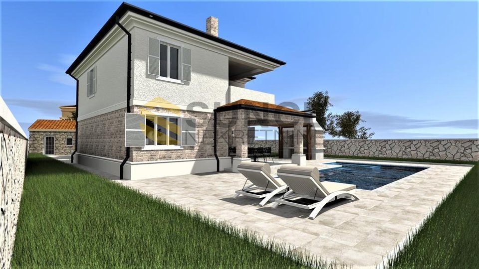 Island KRK, VRBNIK, FOR SALE, beautiful new villa with heated pool and landscaped garden!