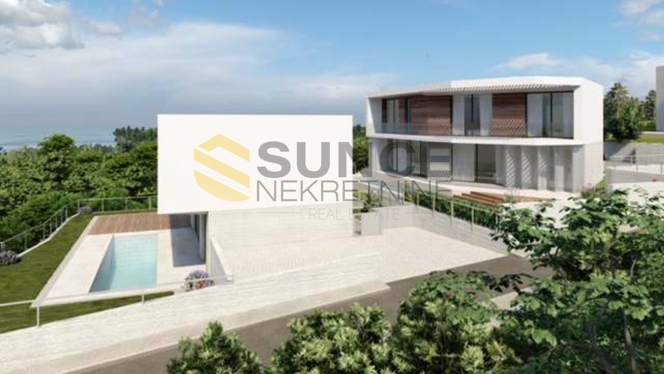 Insel Krk, Krk, neue moderne Villa mit Panoramablick auf das Meer!