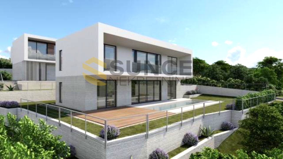 Insel Krk, Krk, neue moderne Villa mit Panoramablick auf das Meer!