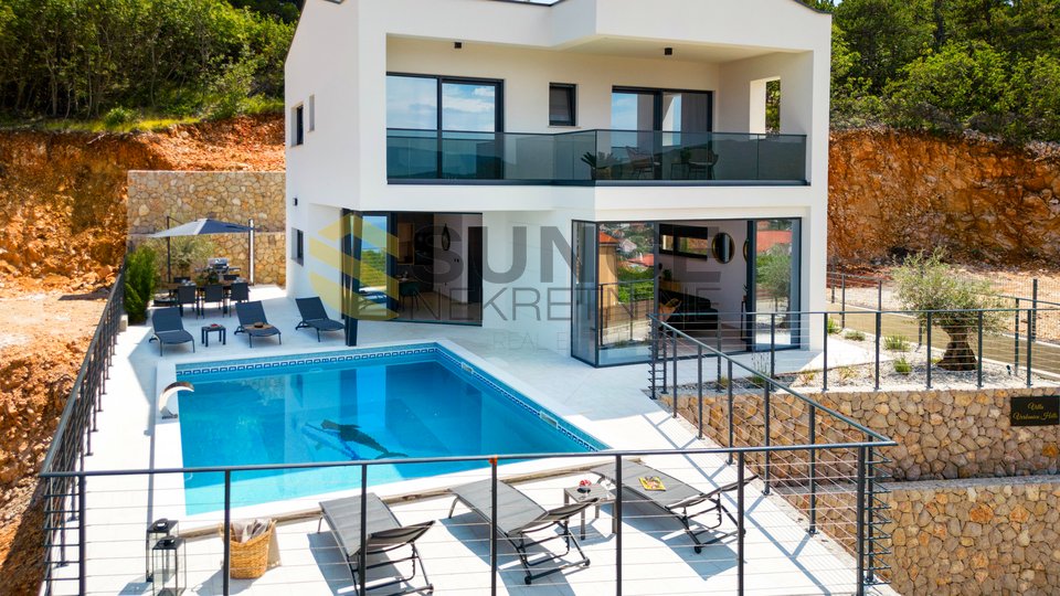DIE INSEL KRK, eine wunderschöne neue Villa mit Panoramablick auf das Meer!