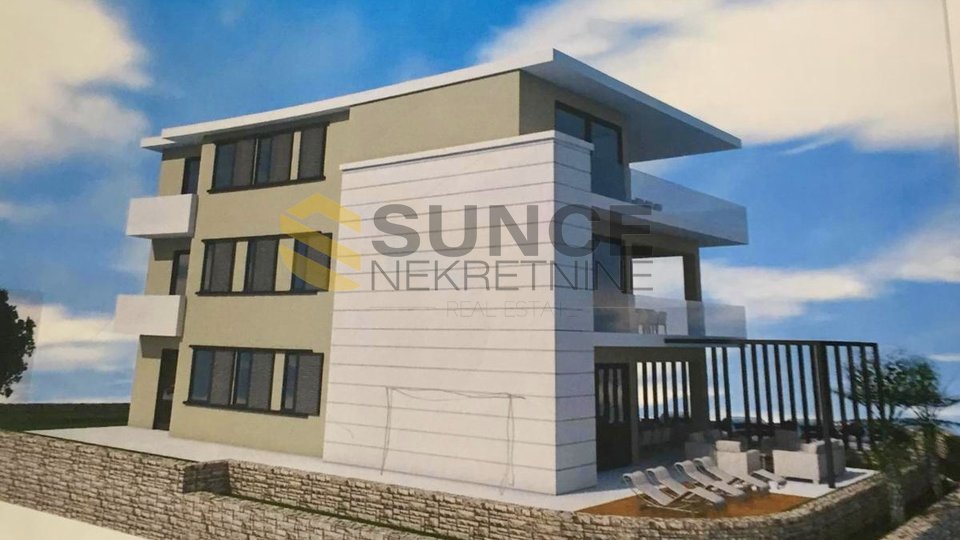 City of Krk building land with a permit and a view of the sea!